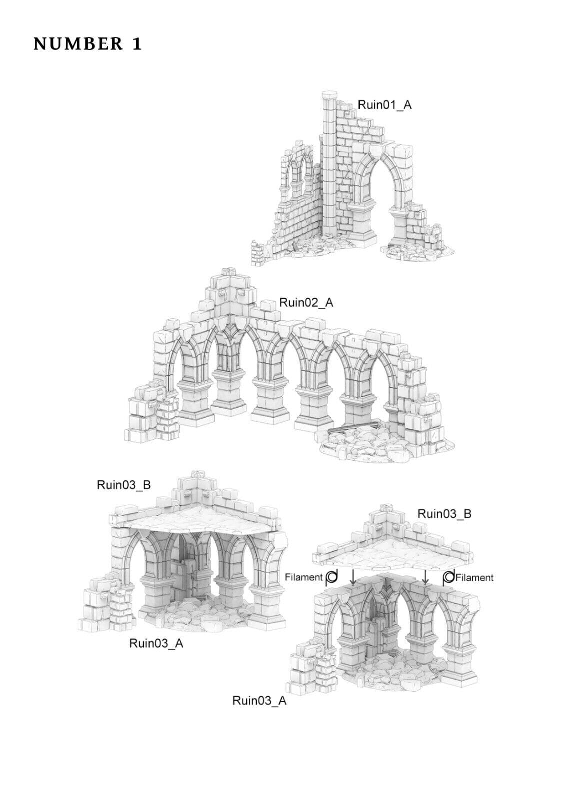 Frost Guard Ruins - Wargaming Terrain 28mm - Printed on FDM Bambu Lab X1 Carbon (Custom Order)