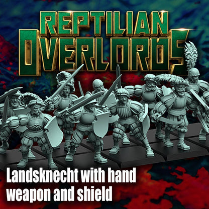 HRE - Landsknecht Handweapon and Shield x10 - Reptilian Overlords (Custom Order)