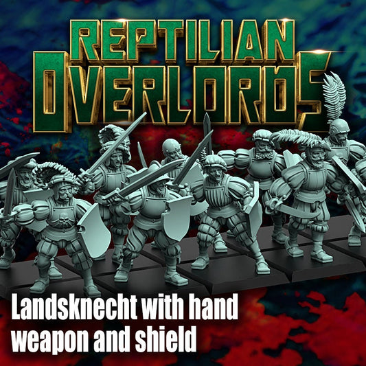 HRE - Landsknecht Handweapon and Shield x10 - Reptilian Overlords (Custom Order)