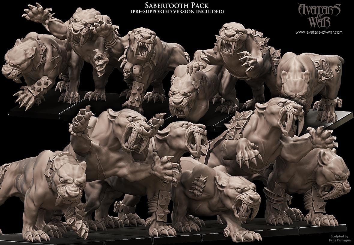 Avatars of War - Sabertooth Tigers - Fantasy / D&D (Custom Order)