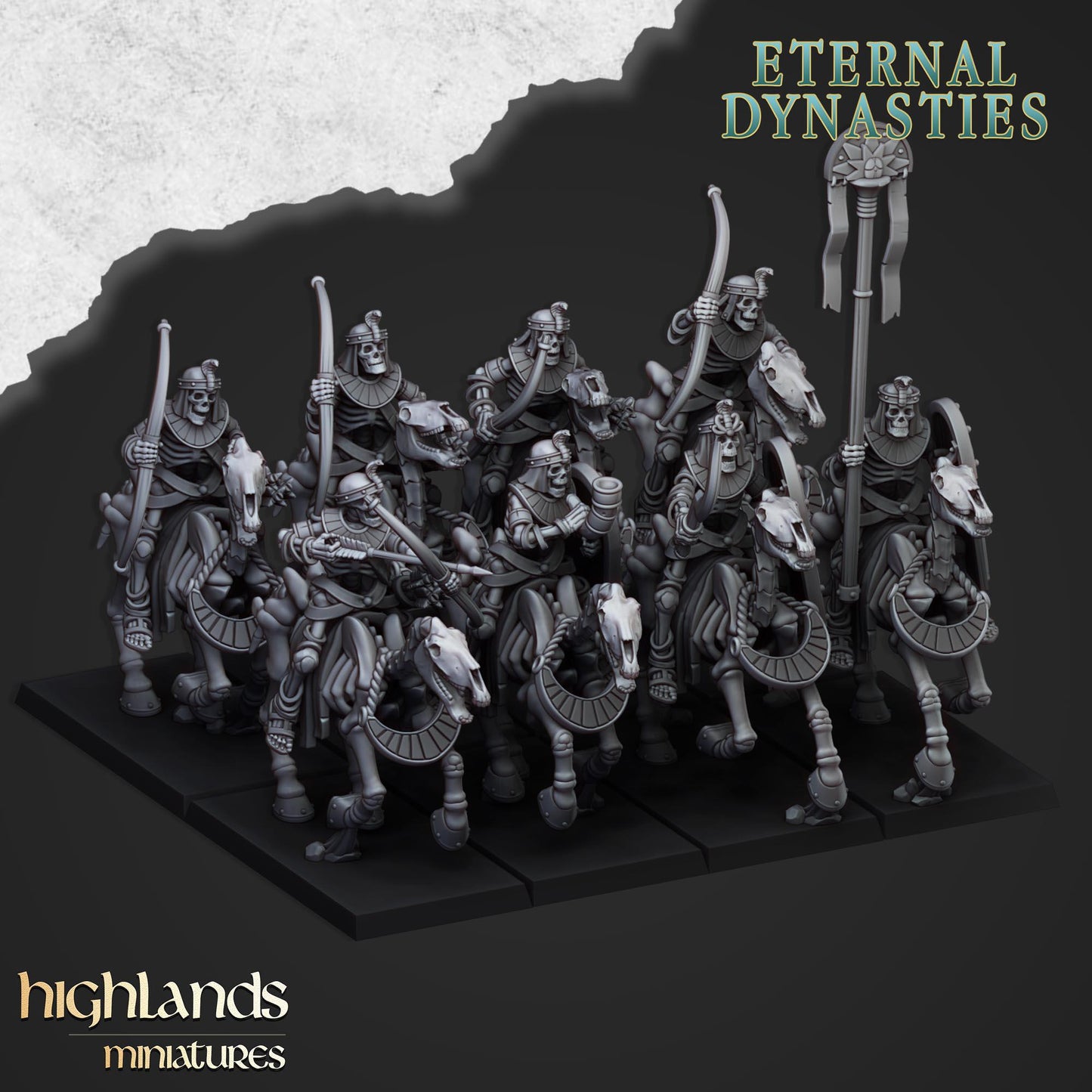 Highland Miniatures - Ancient Skeletal Cavalry with Spears or Bows - Fantasy / D&D (Custom Order)