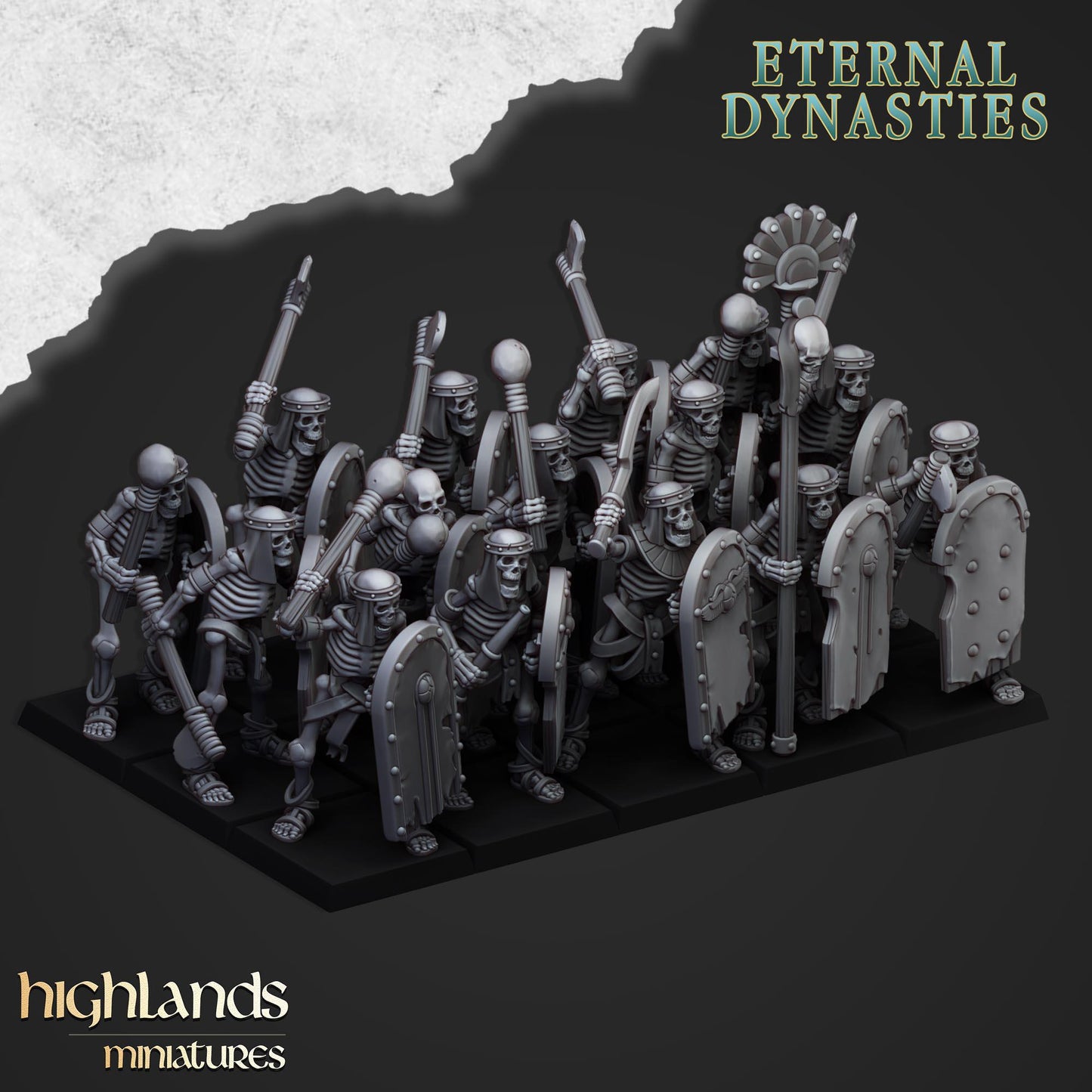 Highland Miniatures - Ancient Skeletons with Spears or Hand Weapons - Fantasy / D&D (Custom Order)