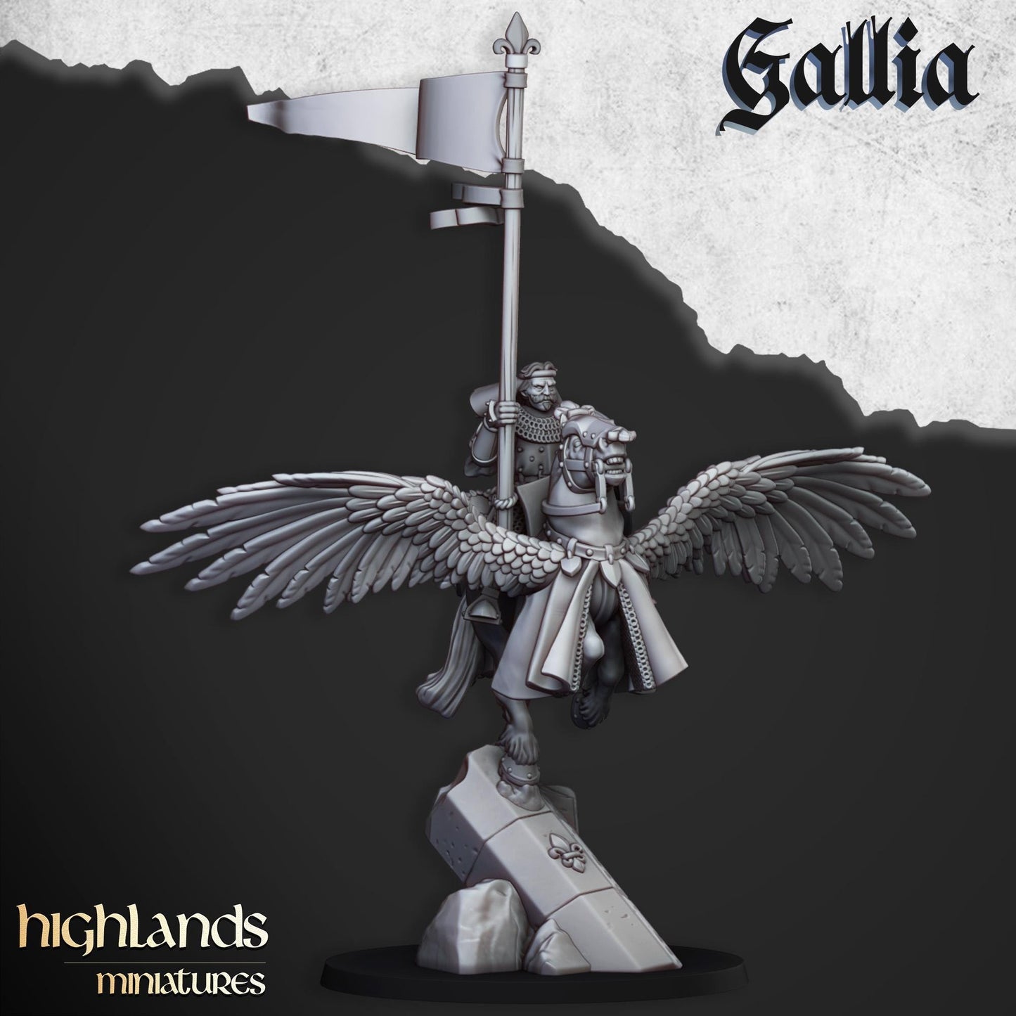 Highland Miniatures - Gallia Knights on Pegasus - Fantasy / D&D (Custom Order)