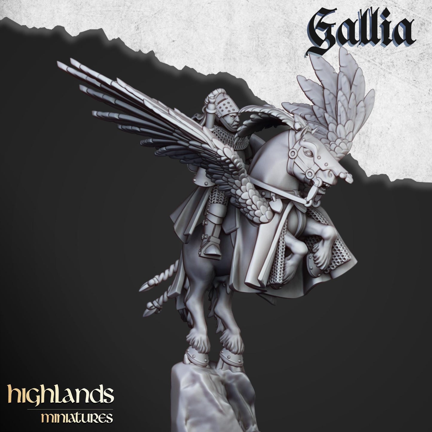 Highland Miniatures - Gallia Knights on Pegasus - Fantasy / D&D (Custom Order)