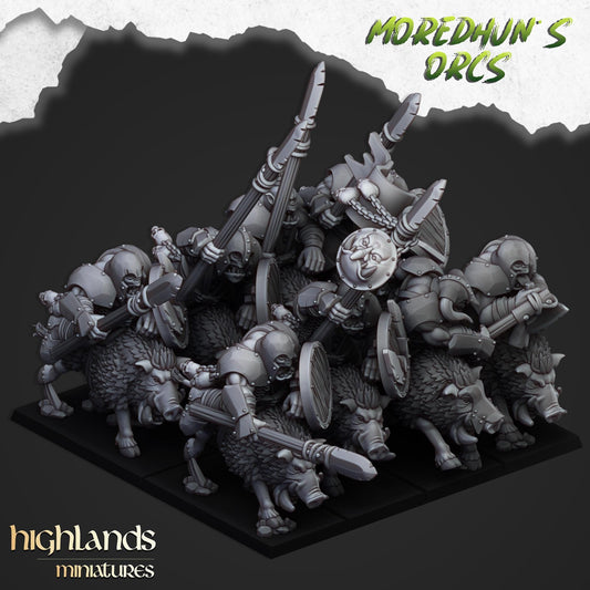 Highland Miniatures - Mounted Orcs with Spears - Fantasy / D&D (Custom Order)