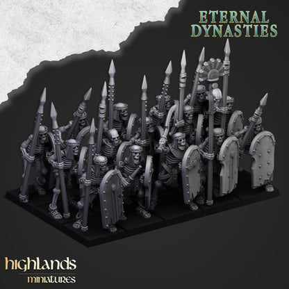 Highland Miniatures - Ancient Skeletons with Spears or Hand Weapons - Fantasy / D&D (Custom Order)