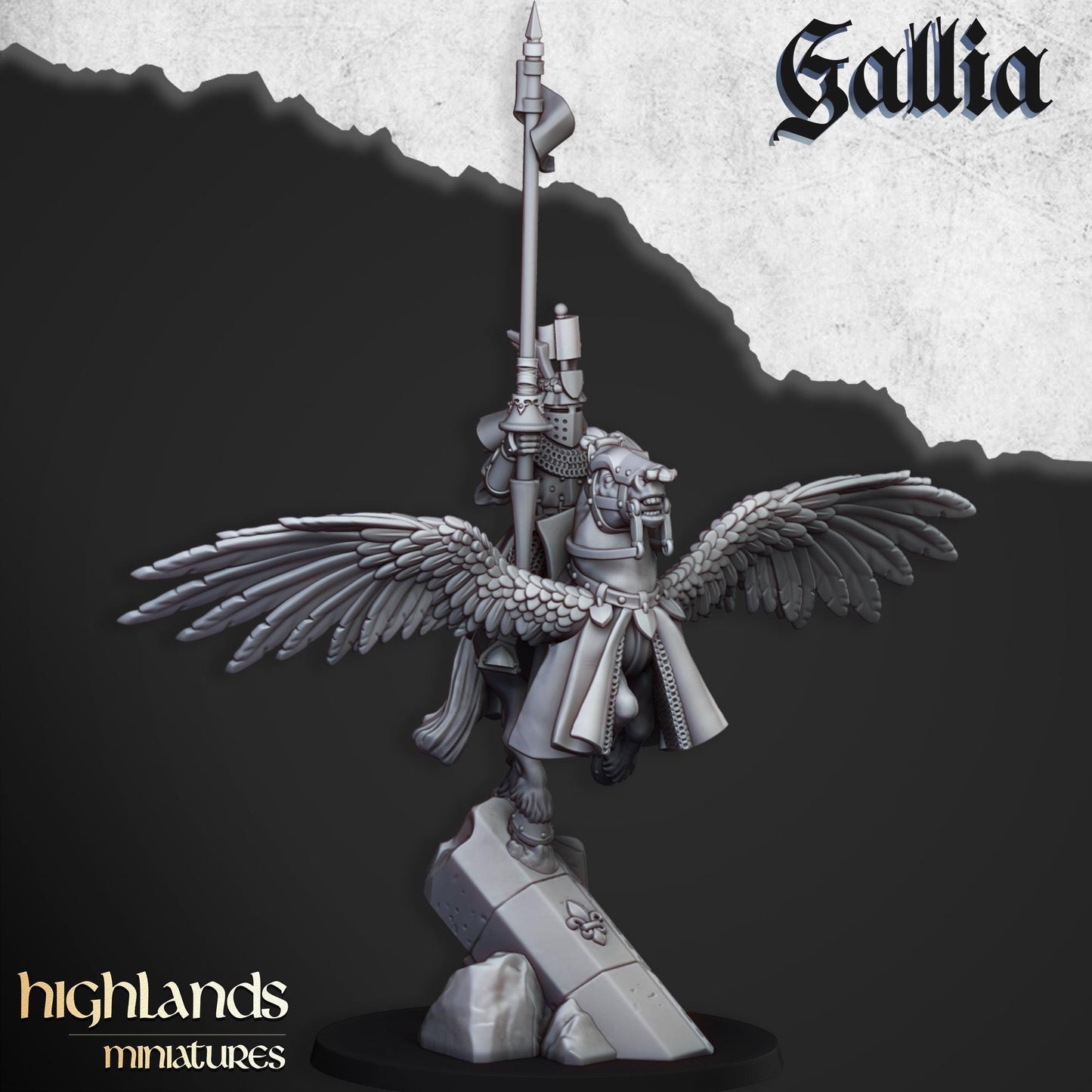 Highland Miniatures - Gallia Knights on Pegasus - Fantasy / D&D (Custom Order)