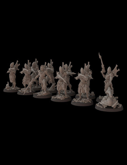 Aeterni Fantasy Cult Miniatures Primeval Troops with Platform x10 (Custom Order)