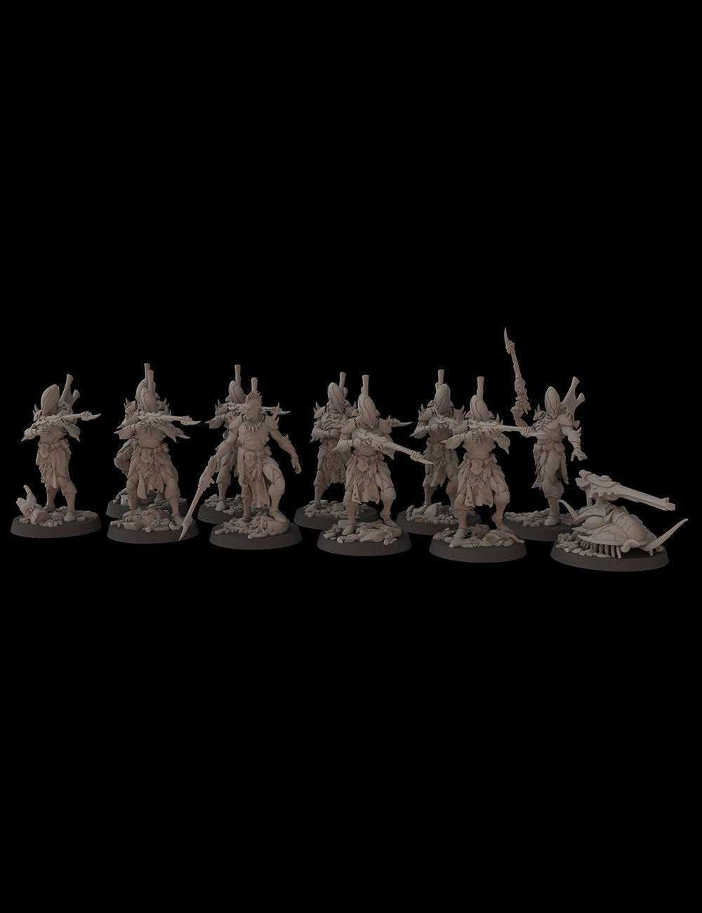 Aeterni Fantasy Cult Miniatures Primeval Troops with Platform x10 (Custom Order)