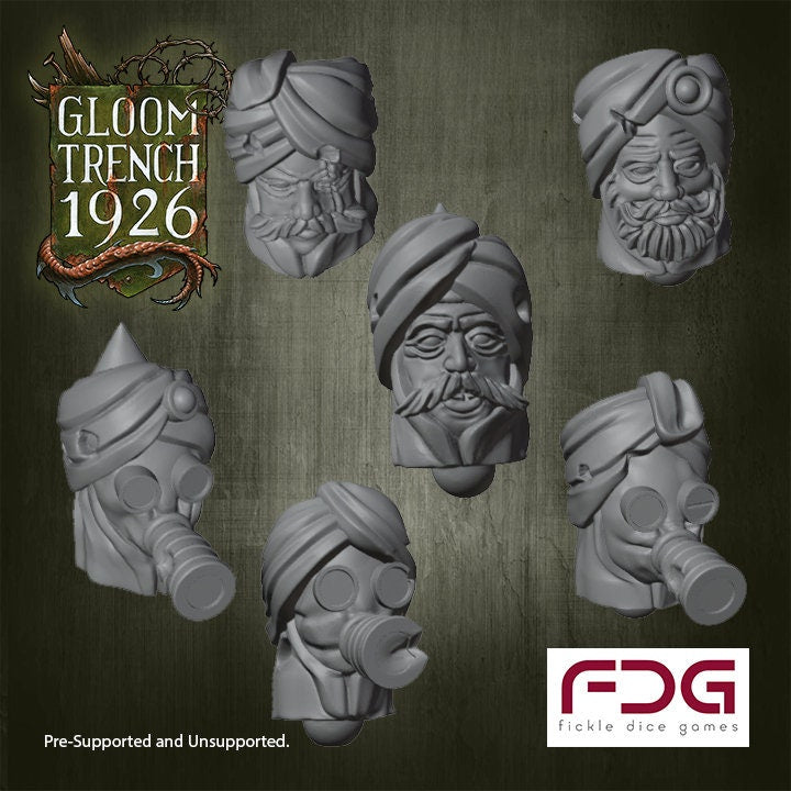 Gloom Trench - British Empire Heads x10 - Fickle Dice Games (Custom Order)